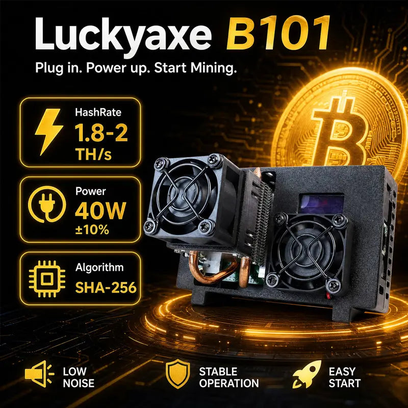 Luckyaxe B101 Ultra-Low Power Desktop Miner | 2TH/s SHA-256, 40W