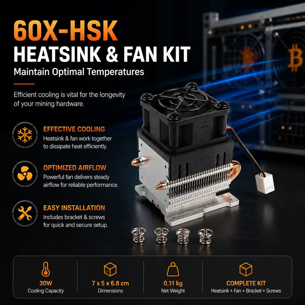 60X-HSK Heatsink & Fan Kit (30W) - Miner Cooling Accessory